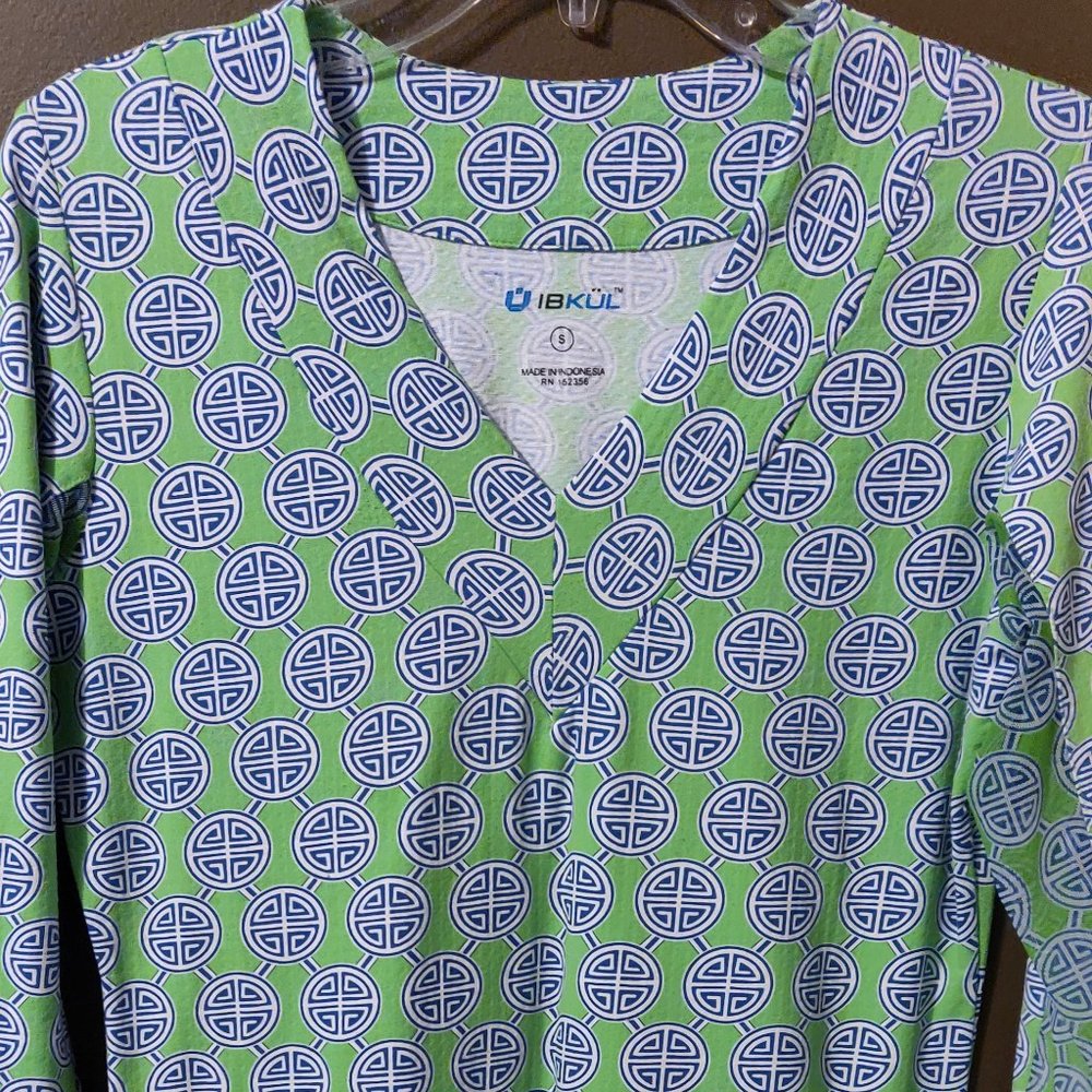 IBKUL Green and Blue Patterned Dress